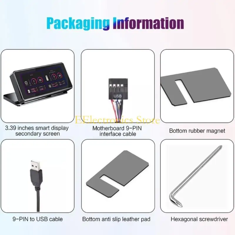 B03C Aluminum Secondary Screen 3.39Inch Panel 3.39Inch Auxiliary Display For PC