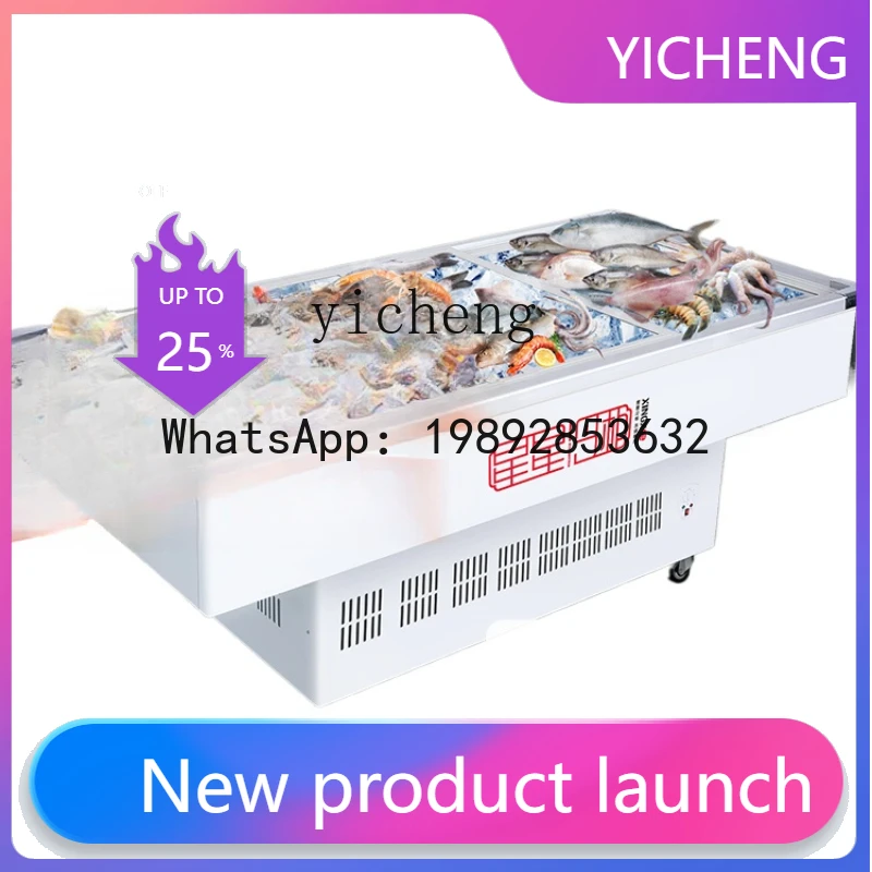 ZSG  Commercial Horizontal Seafood Display Cabinet Freeze Storage BBQ Skewers Fresh-Keeping Food Displaying Refrigerator