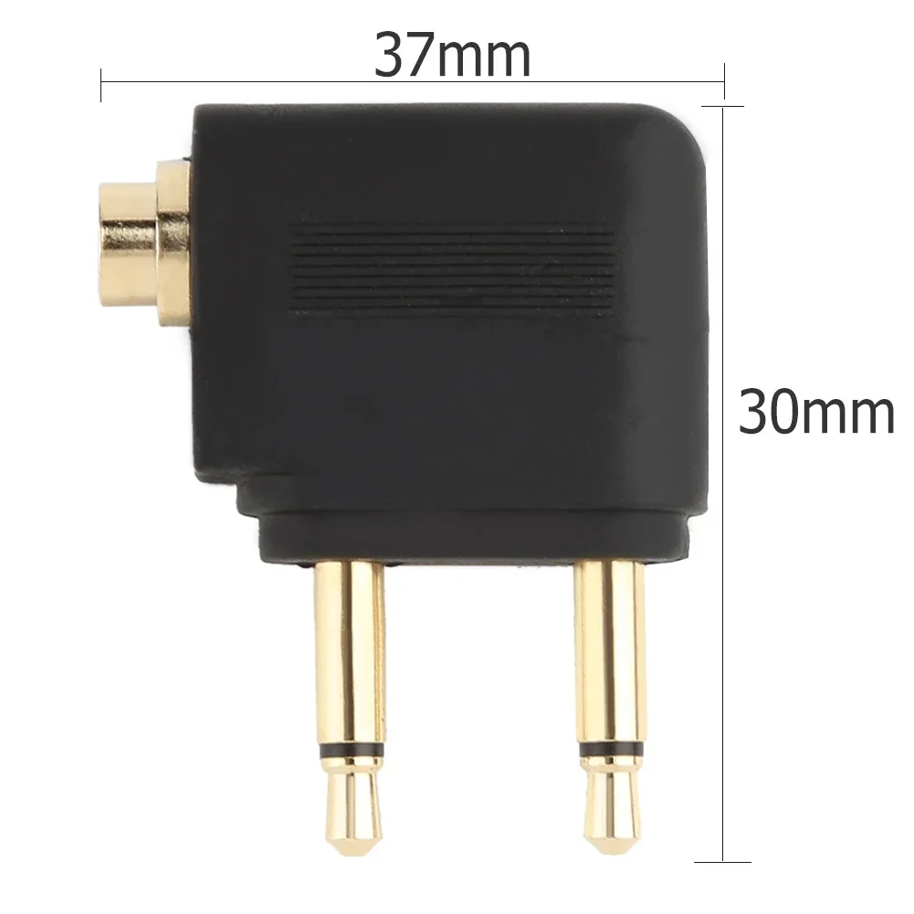 1-5pcs Dual 3.5mm Plug Adaptor Jack Audio Headphone Converter Adapter Headset Connector for Airline Airplane Travel Earphone