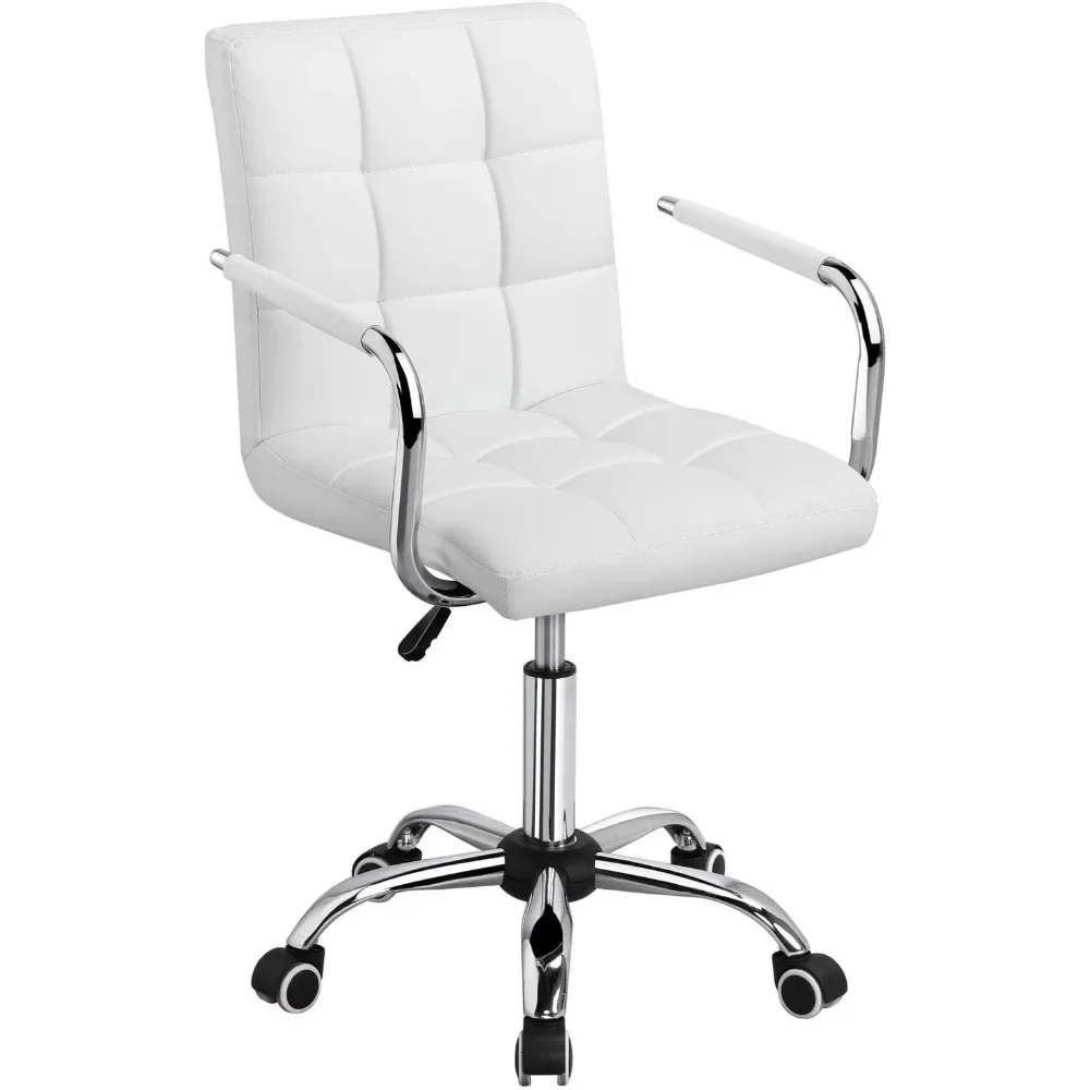 

Desk Chairs with Wheels/Armrests Modern PU Leather Office Chair Midback Adjustable Home Computer Executive Chair