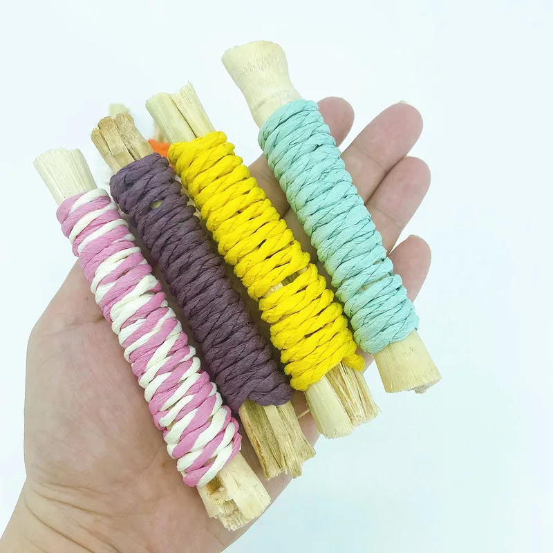 

Paper rope wrapped sweet bamboo small pet straw molar toy rabbit chinchilla hamster squirrel gnaw molar tooth toy