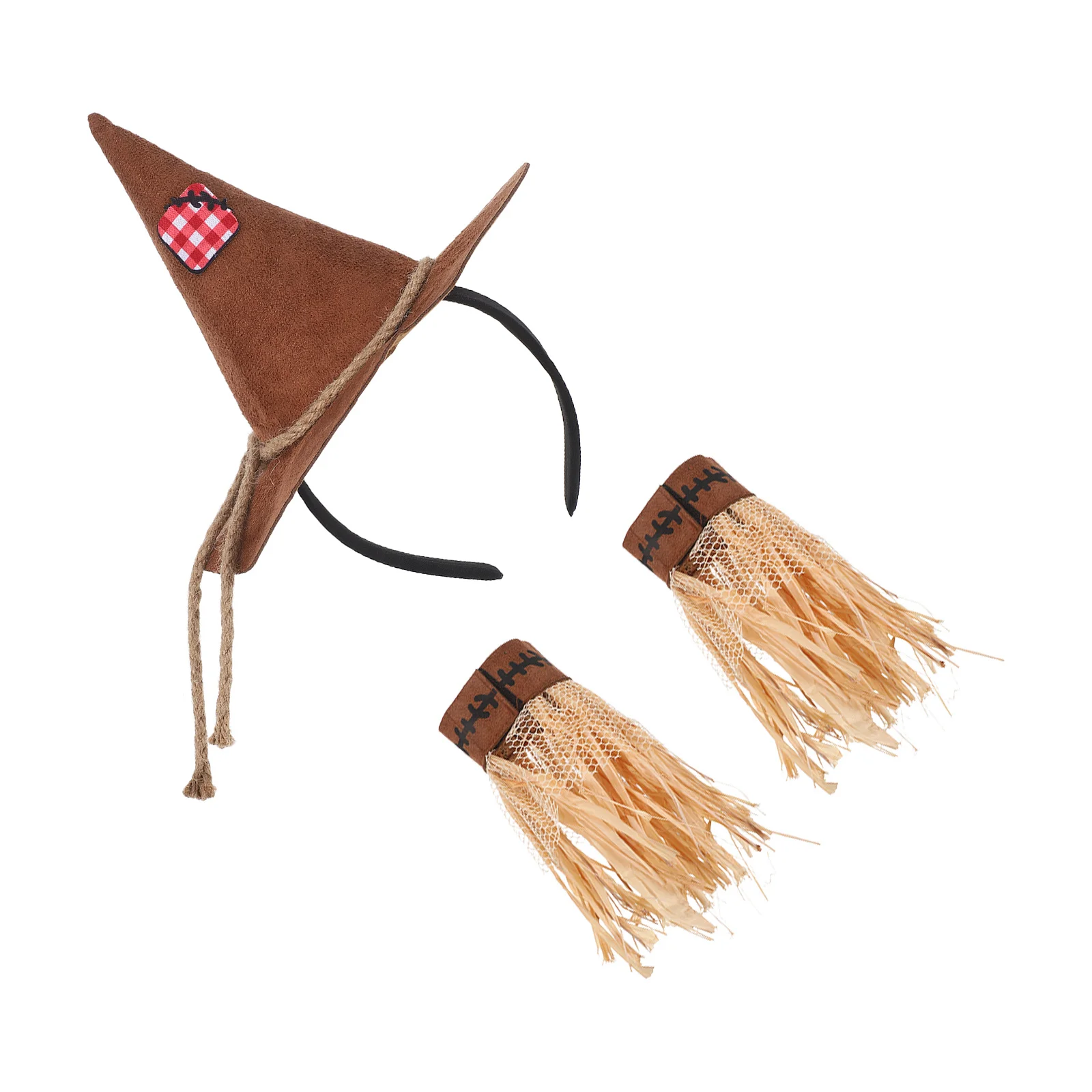 1 مجموعة الفزاعة زي الاكسسوارات أنيق قبعة عقال قفازات هالوين الحصاد مهرجان تأثيري مجموعة فزاعة زي مجموعة