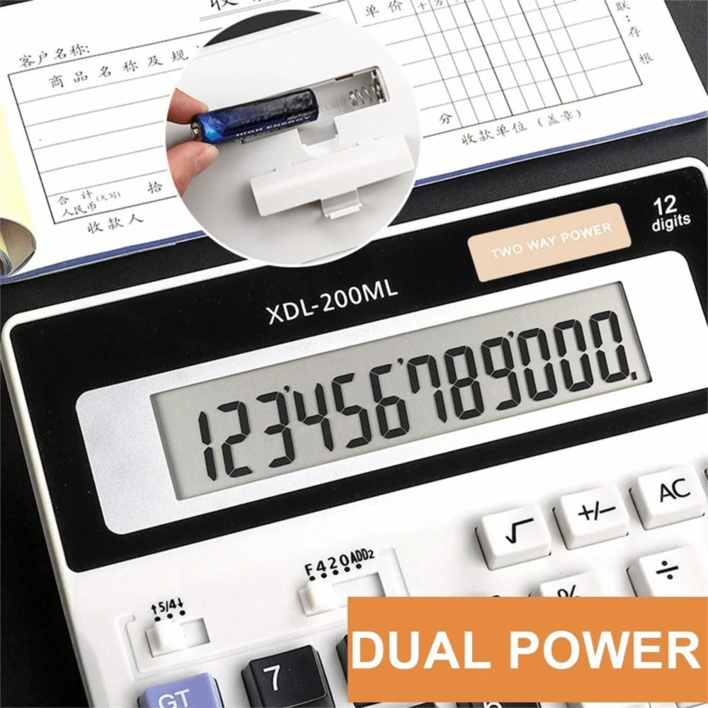 12 Digits Calculator LCD Display Dual Power Electronic Calculator High Sensitivity Button Financial Accounting Calculator