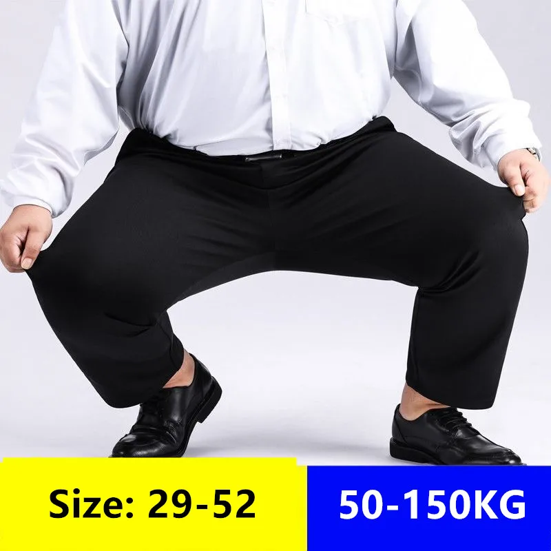 Men Suit Pants Thick Autumn Stretched Business Loose Straight Work Plus size 150KG 48 50 52 Spring Male Office Formal Trousers