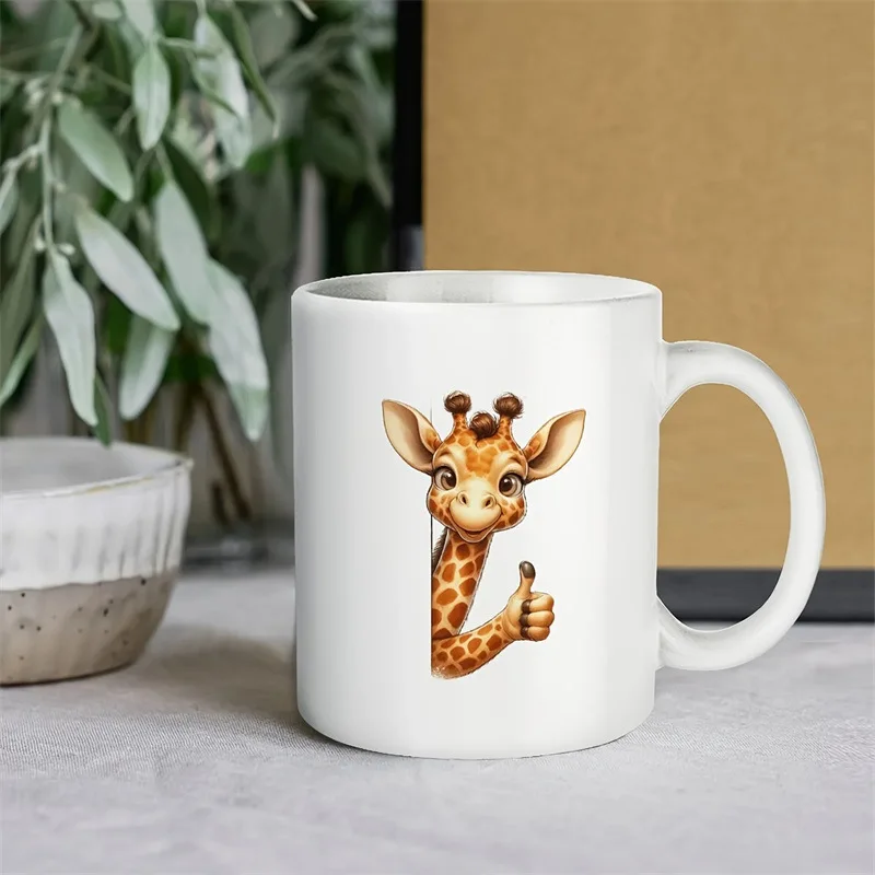 AliExpress Amazon Europe and America Cross-border Personalized Animal Cartoon Giraffe Heat Transfer Ceramic Coffee Mug
