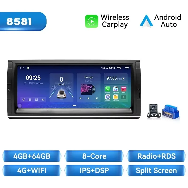 Xonrich Draadloze Carplay Android 14 Auto Multimedia Speler Voor Bmw E39 E53 M5 1995-2003 6 + 128Gb 10.25 Inch Scherm Gps Navigatie