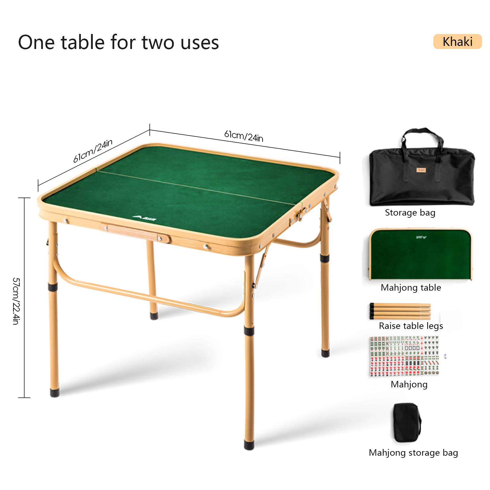 BISINNA Aluminium Outdoor Klaptafel Draagbare in hoogte verstelbare Vrije tijd Picknicktafels Chinese Amusement Mahjong Tafel