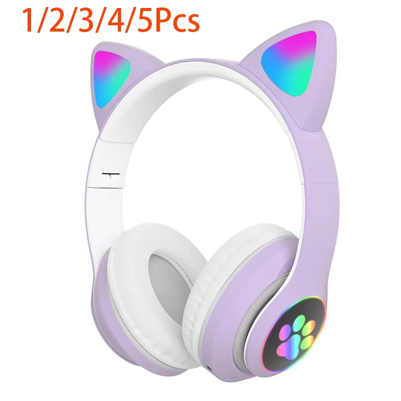 

1-5Pcs Blue-tooth Headphones Audio Foldable Hifi Deep Bass Earphones Cute Wireless Audio For Gaming