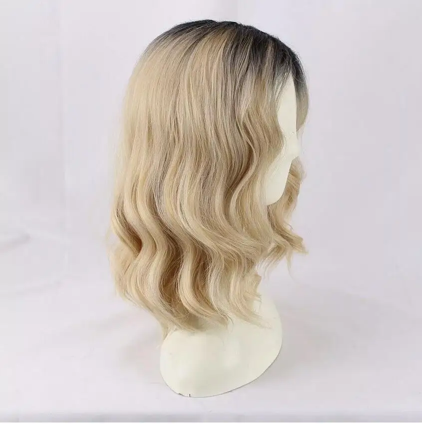 cospay wig blonde with Dark Roots Halloween Wavy Short hair wigs