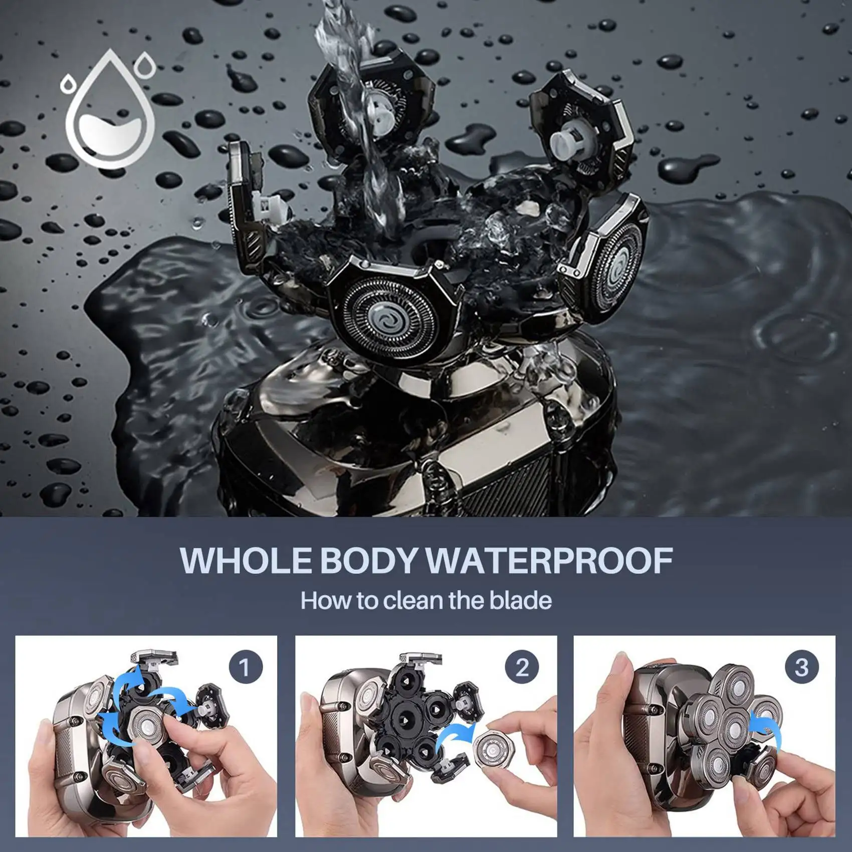 M14K-Head Shaver For Bald Men Electric Shavers Upgrade Rotary Shaver Best Close Shaver For Man Rechargeable Bald Mens Razor