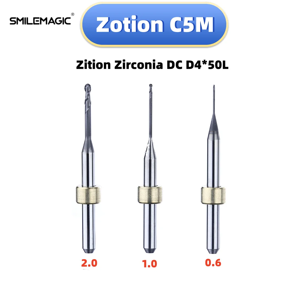 

Zotion C5M Milling Burs DC Coating Zirconia Grinding for CAD CAM Milling Machine Drill 0.6/1.0/2.0 D4 Total 50mm