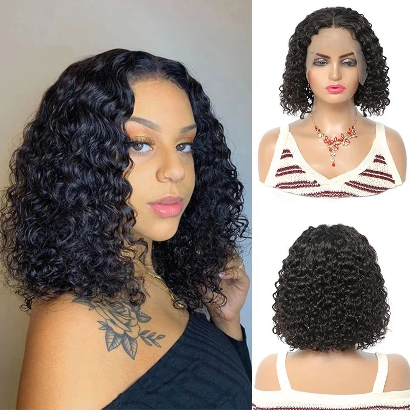 

Raw Vietnamese Bob Wig Kinky Curly Wave Natural Human Hair Glueless Wigs 13x4 HD Lace Frontal Curly Short Lace Front Wig on Sale