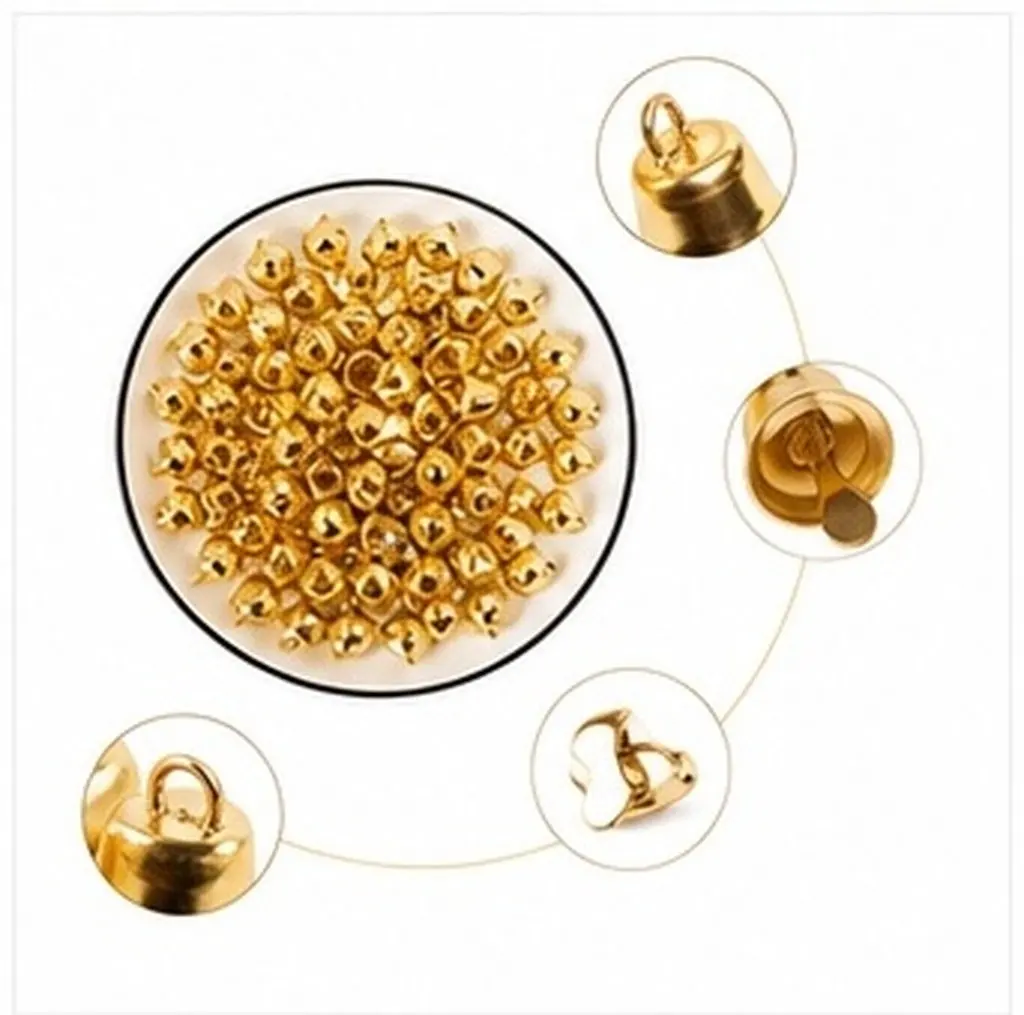 80Pcs Christmas Golden Mini Bells Hanging Pendants Decorative Lightweight DIY Wind Chime Accessories Christmas Tree Ornaments