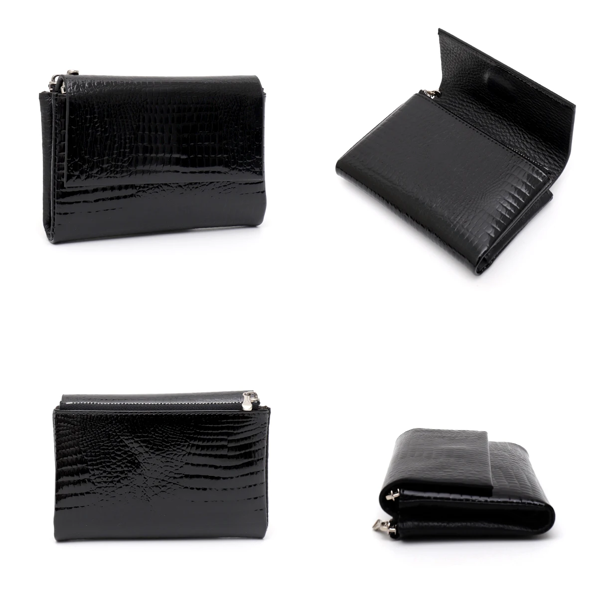 SC Dames Luxe Croc Patroon Lakleer Korte Portemonnee Driebladige Portemonnee Kaarthouder Multi Zakken Geld Slots Draagbaar Dagelijks