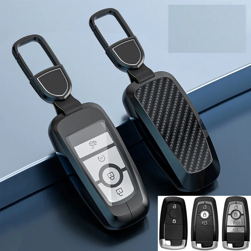 Carbon Fiber Alloy TPU Car Remote Key Case Cover For Ford Fusion Mondeo Mustang Edge Expedition EXplorer F-150 F-250 F-350