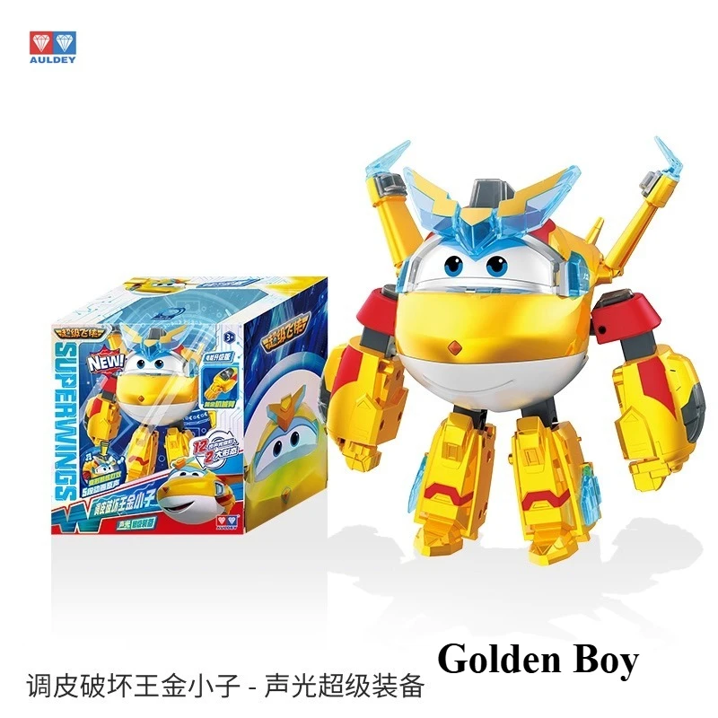 Auldey Original Super Wings Jett juguete transformador de gran tamaño luz y sonido Robot regalo de vacaciones para niños adornos de modelos coleccionables