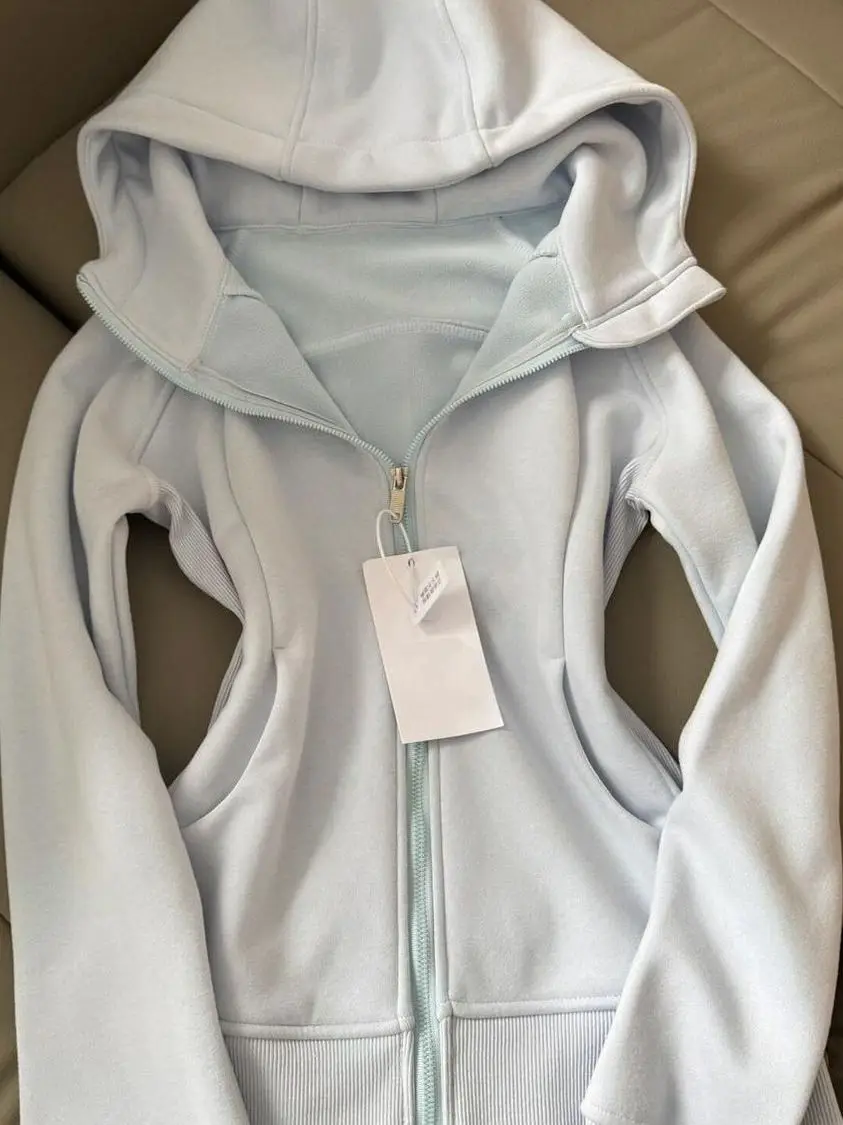

American Style Retro Short Cardigan Hoodie Women's Slim Fit Yoga Top Coat Spring Autumn Breathable Zipper Design Casual Wear