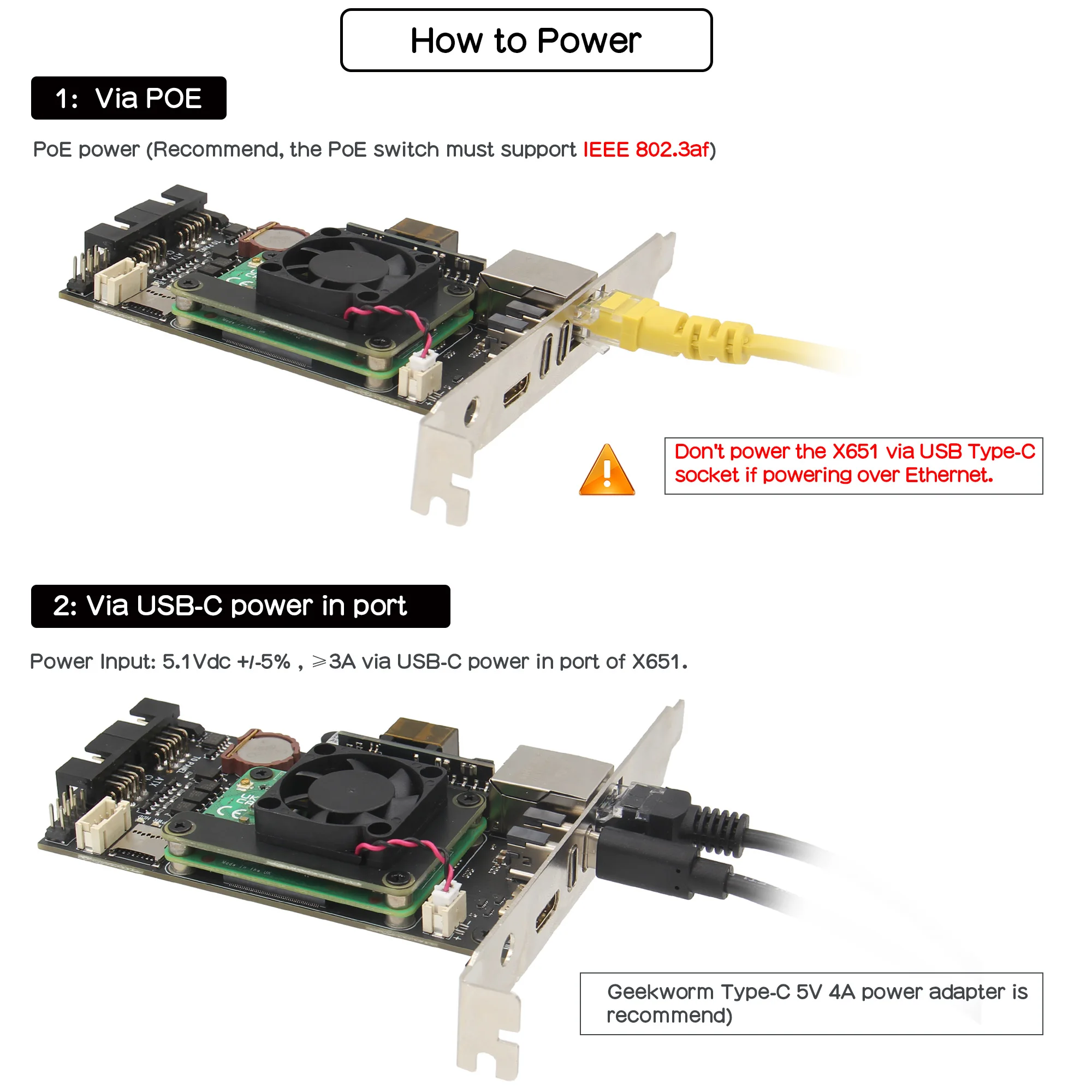 NYGeekbord X651 V1.0 KVM over IP PCIe Card for Raspberry Pi CM4 | POE Support | ATX Control | Support KVM V3 OS Only