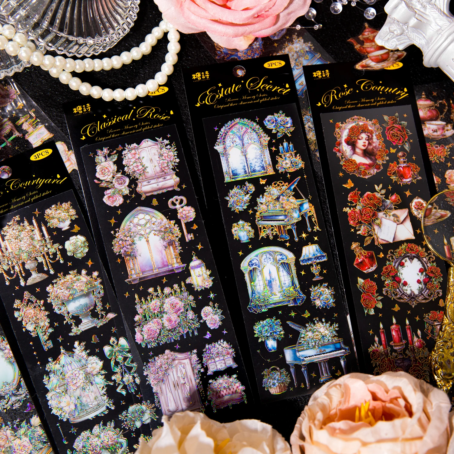 12packs/LOT Rococo Memory series creative retro material package message PET sticker