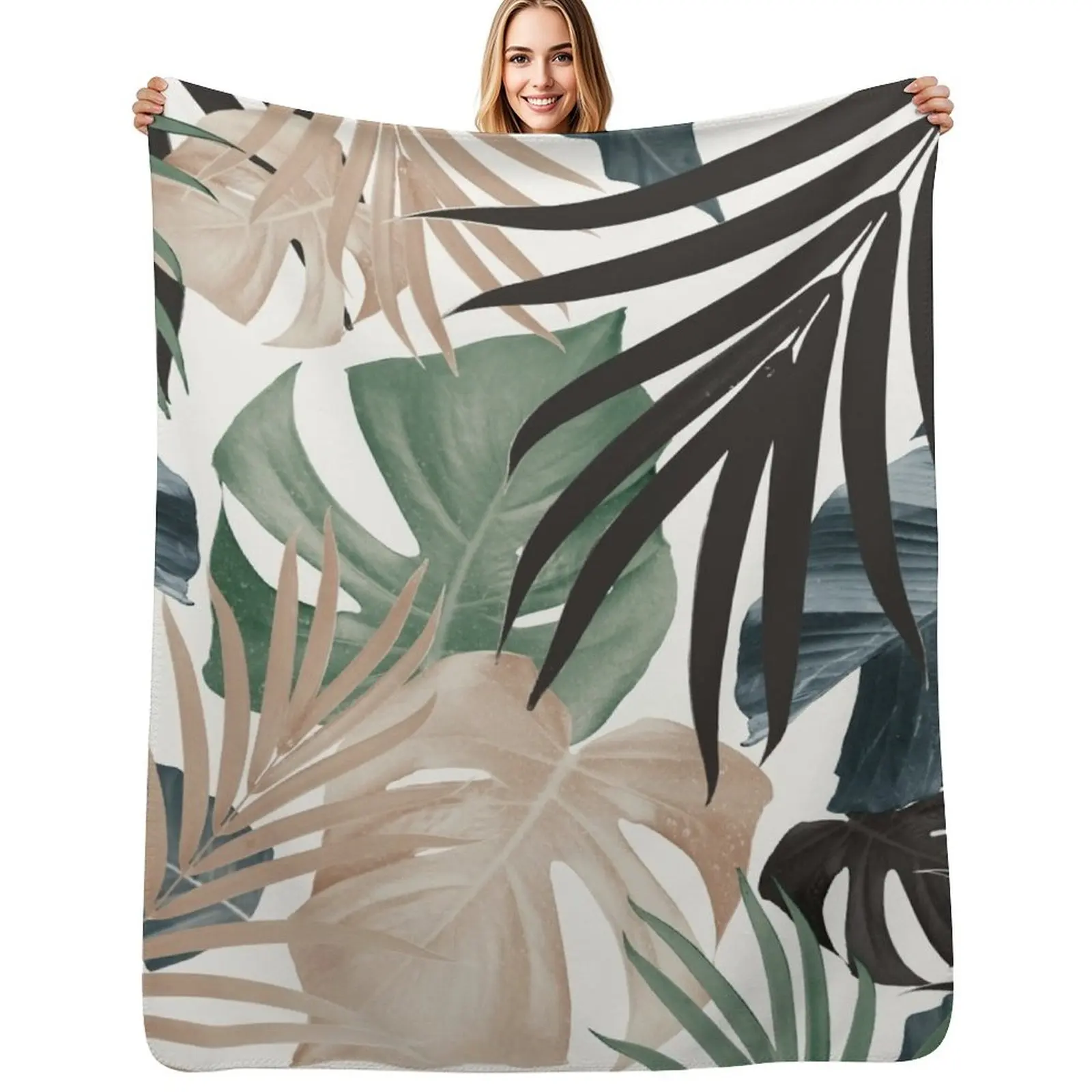 Tropical Jungle Leaves Pattern #13 (Fall Colors) #tropical #decor #art Throw Blanket Decorative Sofa Soft Beds Blankets
