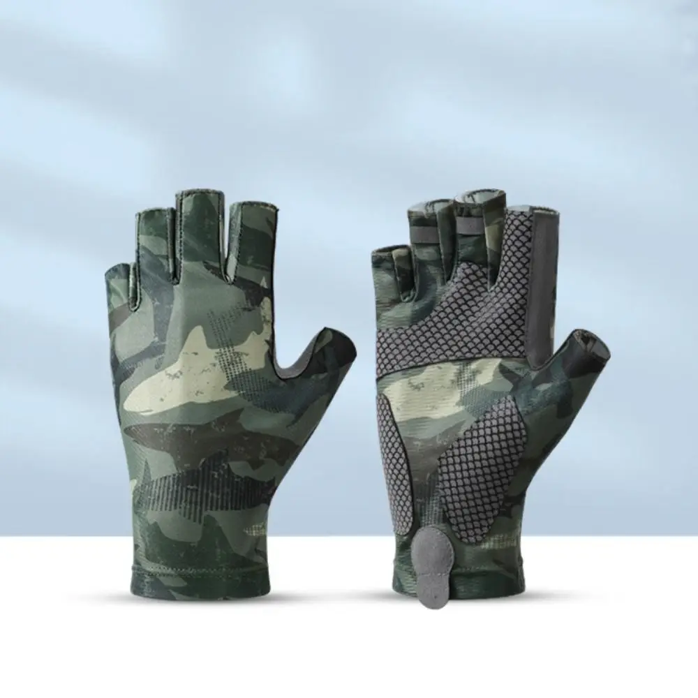 New Elastic Fishing Gloves Sun Protection Sweat-absorbent Men Cycling Gloves Breathable Anti-slip Fingerless Gloves