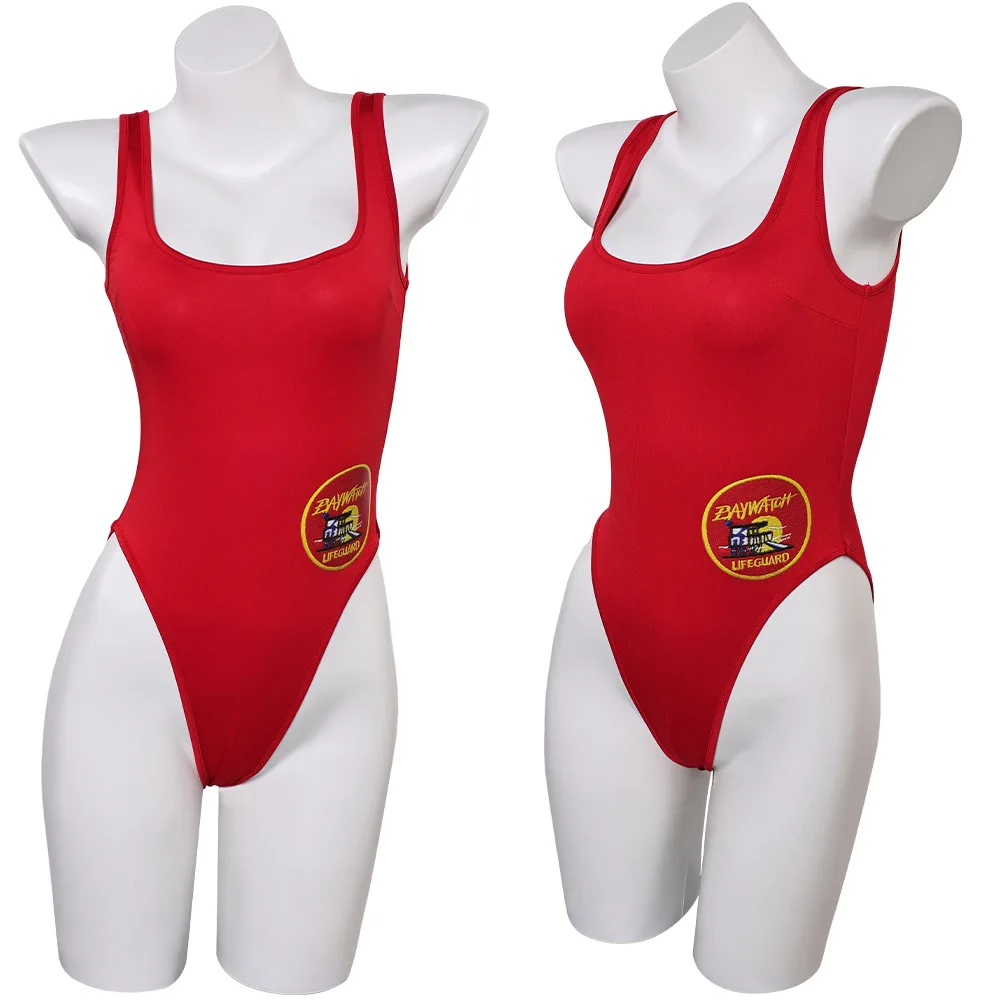 

Women C.J. Parker Cosplay Fantasy Swimsuit Baywatch Costume Adult Summer Jumpsuit Red Swimwear Outfits Halloween Carnival Suit