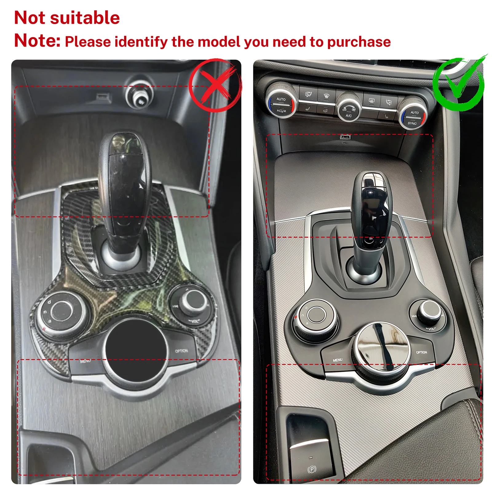 Real Soft Carbon Fiber For Alfa Romeo Giulia 952 2015-2019 Alfa Romeo Stelvio 949 2017-2019 Car Gear Shift Outer Panel Sticker