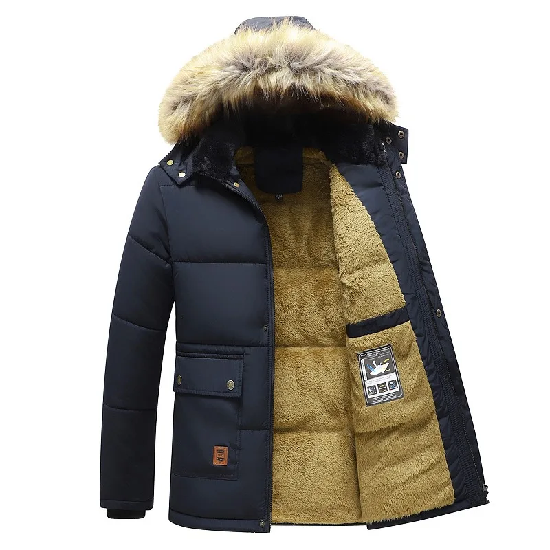 Elderly Cotton-padded Clothes Men's Cotton-padded Clothes Winter New Piled Thickened Warm Cotton-padded Jacket Medium and Long