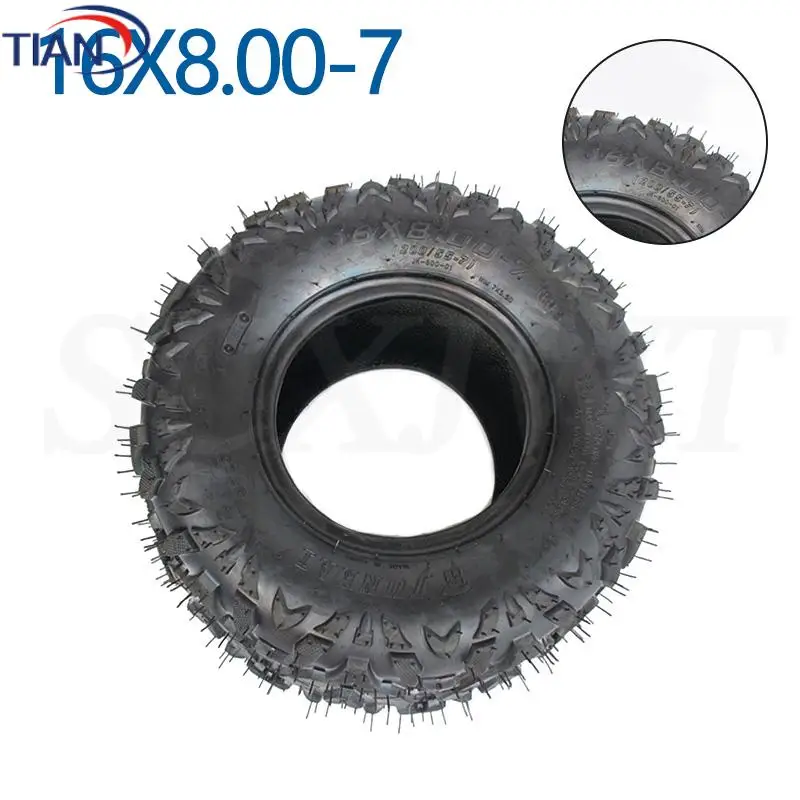 16x8.00-7 Tubeless Tyre for Beach Car 16X8-7 ATV Go-Kart Wear-Resistant Road Vacuum Tire Four-Wheel ATV Tire