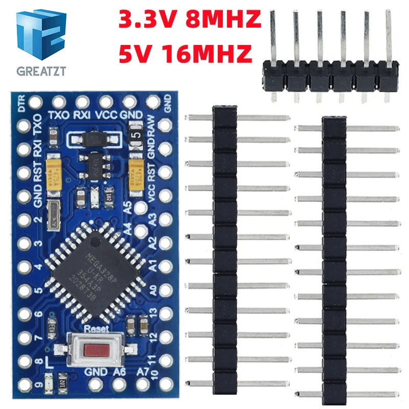 GREATZT Pro Mini 328 Mini 3.3V/8M 5V/16M ATMEGA328 ATMEGA328P-AU 3.3V/8MHz 5V/16MHZ ATMEGA168P for Arduino