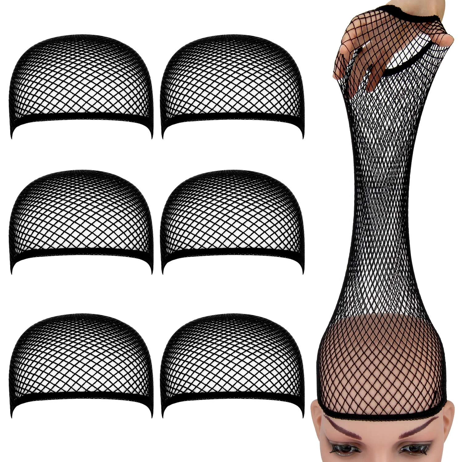 Dehnbare Elastische Haar Net Schwarz Liner Weben Kappe Komfortable Haarnetz Open Ended Fishnet Perücke Kappe für Frauen Hohe Qualität