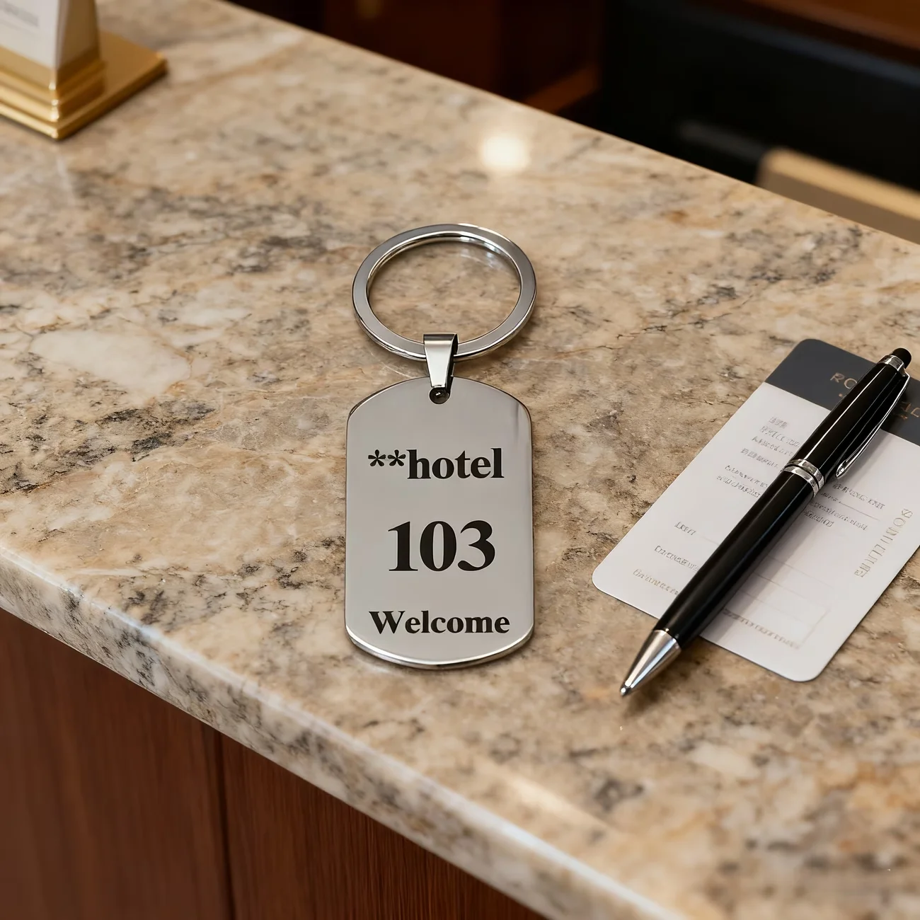 Customized Stainless Steel Engraved Text Keychains With Room Number Hotel Names Personalized Design For Hotel Motel And Home Use