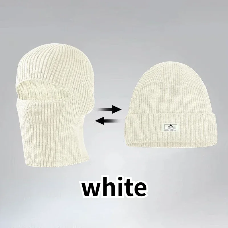 2 In1 Winter Mask Beanies Hats Warm Knitted Balaclava Hats Windproof Solid Full Face Ski Bonnet Tactical Cycling Earmuffs Cap, image 9
