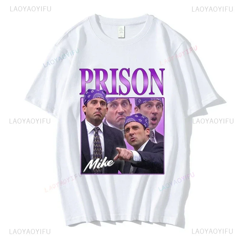 Prison Mike Michael Scott Homage The Office Black Humor T-shirt Tv Series Dwight Schrute Jim Halpert Short Sleeve T-Shirts