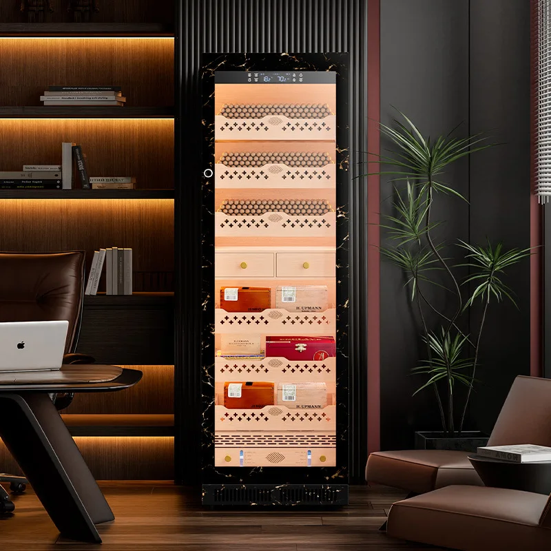 

188C2 Cigar Cabinet Marbled Cedar Wood Liner Smart WiFi Ammonia Removal Compressor Cigar Cabinet