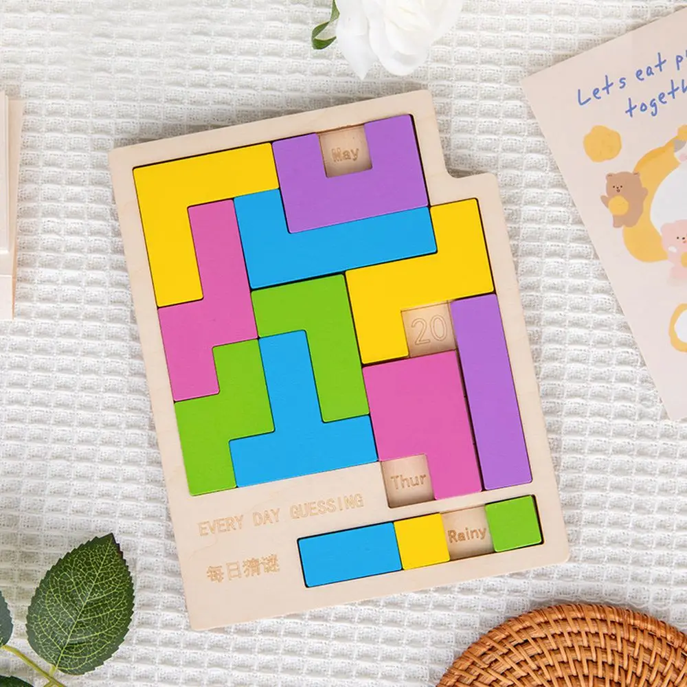 Montessori Brainteasers Tangram Educational Wooden Calendar Puzzles Children Puzzle Toys Jigsaw Kits Intelligence Jigsaw Games