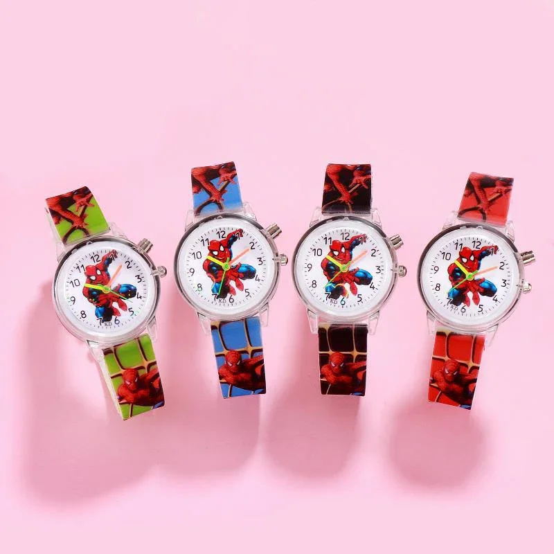 Disney-relojes de princesa Elsa para niños, correa de silicona, dibujos animados de Spiderman, reloj de pulsera para niños