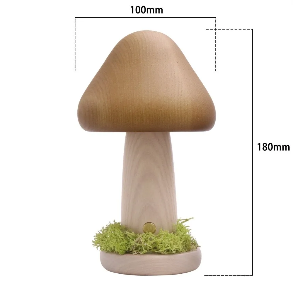 

Warm Light Mushroom LED Night Light Beech Wood Touch Switch Twisted Mushroom Nightlight LED Light High Quality USB Charge Lamp