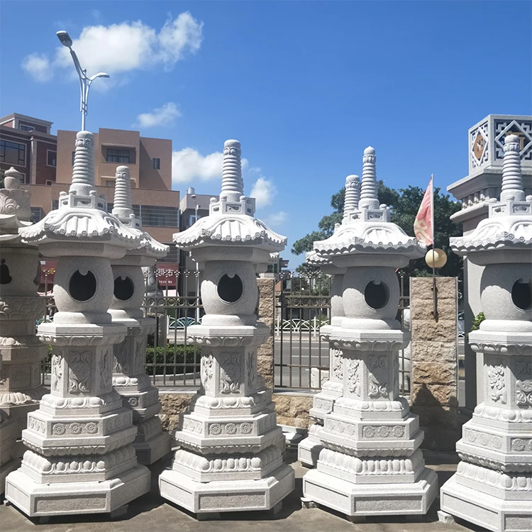 Stone garden outdoor decoration large Buddhist pagoda lamp with pagoda lantern