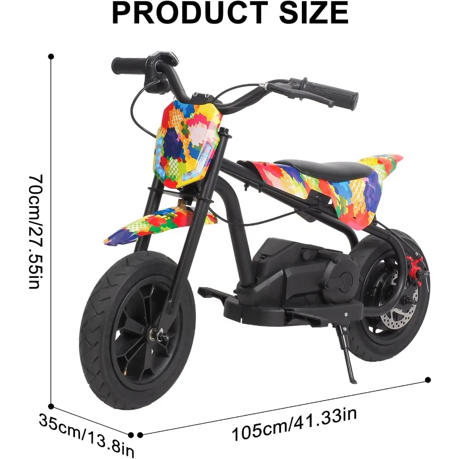 24V Electric Dirt Bike 250W 15Mph Battery Powered Motorcycle - Dirtbike with Twist Grip Throttle Metal Suspension for 8-14 Load