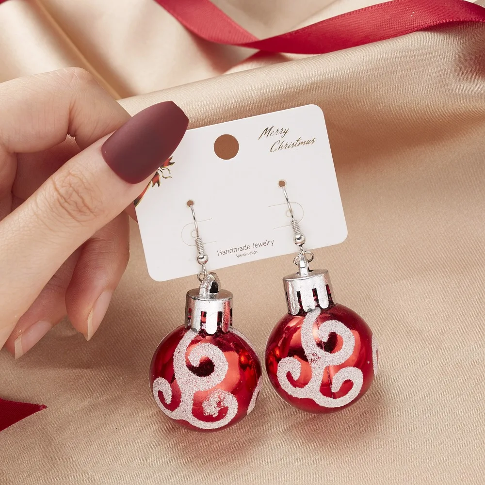 Fashion Christmas Color Sequin Snowflake Resin Star Light Balls Dangle Earring  for Women Christmas Festive Atmosphere Jewelry