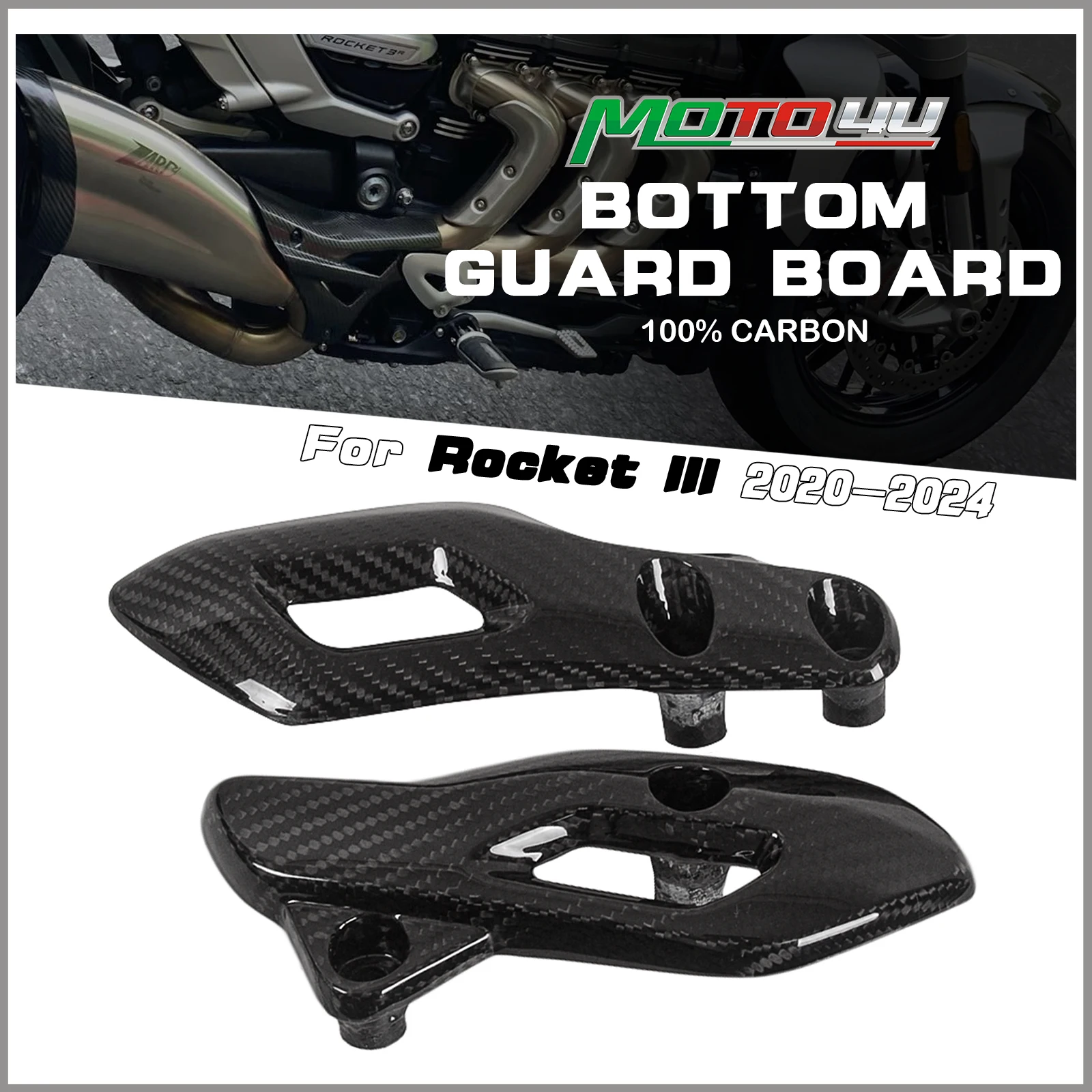 For Triumph Rocket III 3R Guide 2020 2021 2022 100% Carbon Fiber Bottom Guard Board Motorcycle Side Cover Engine Low Protection