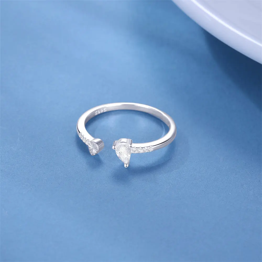 BOAKO-Anillo de Plata de Ley 925 para mujer, sortija de circonita con forma de gota de agua, a la moda, para boda, bisutería de lujo, 2024