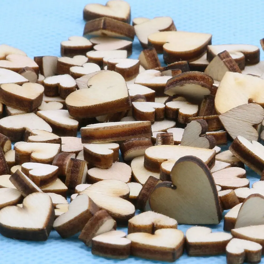 100PCS Cute Decoration DIY Table Scatter Wooden Love Heart Crafts Accessories Wedding Decor