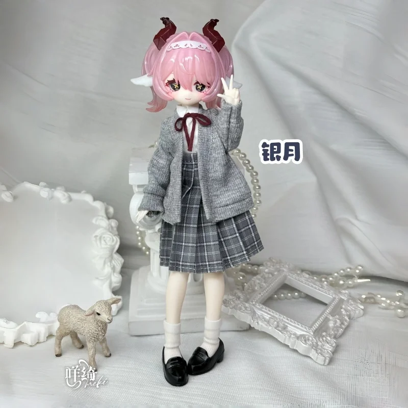 Midnight Navy Meki Meiqi Heart Of Creation Sheep Academy Plaid Series Long Uniform Pleated Skirt8 Doll Outfit For Points Bjd Mjd