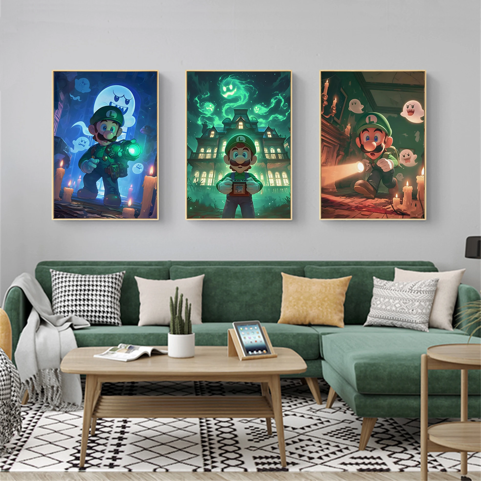 

Luigi's Adventure Poster, Halloween Bedroom or Game Room Wall Decoration, Super Mario Bros. Canvas Print, Fan Gift, Home Decor