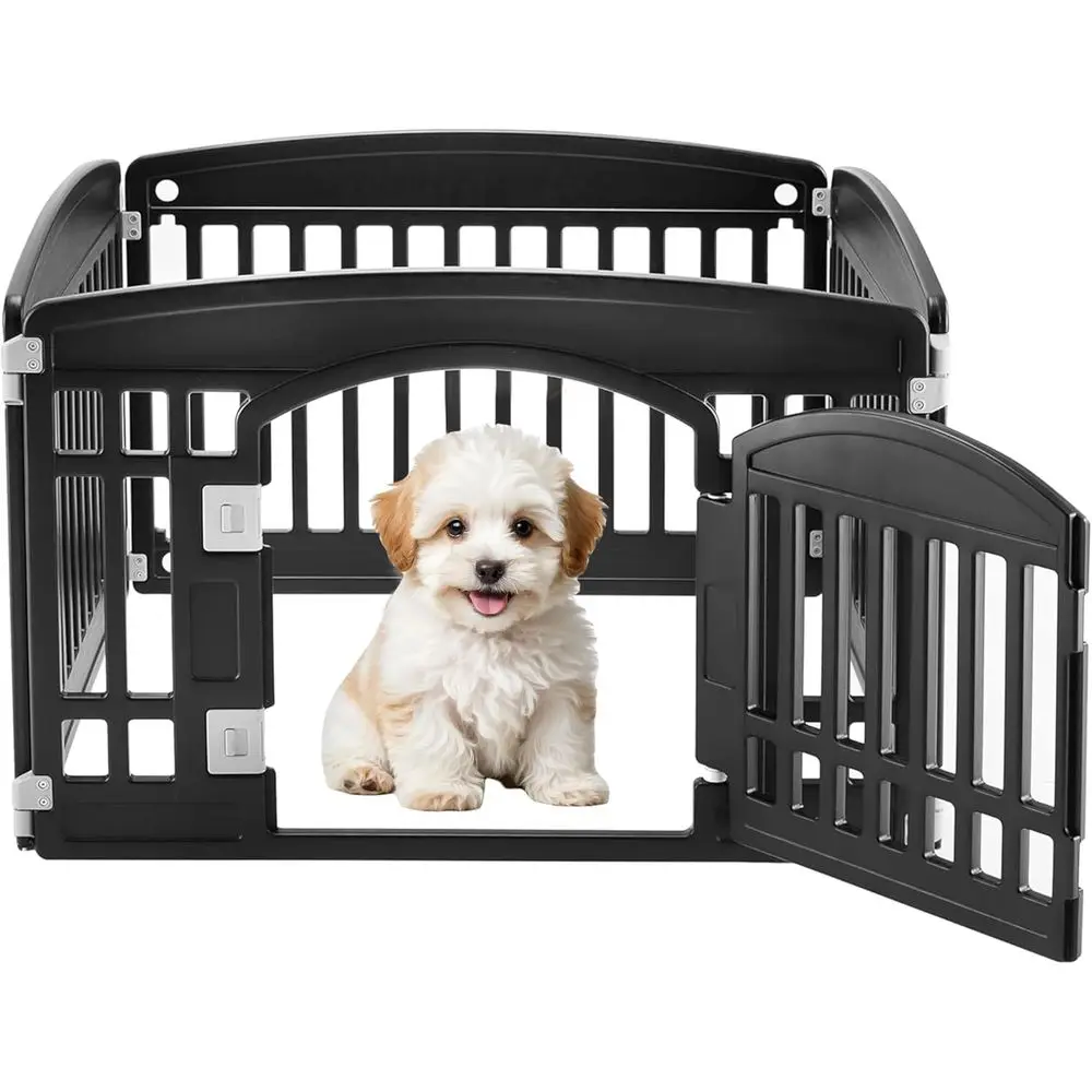 

Портативный 4-панельный вольер для собак с дверцей, 24 секции, безопасный и надежный, идеально подходит для щенков и маленьких собак, черный