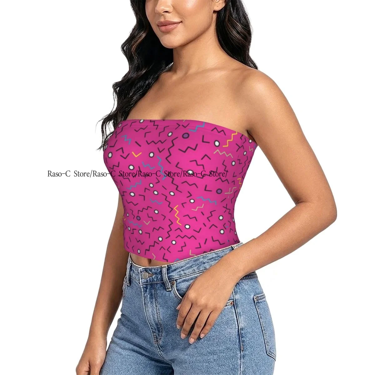 Women strapless blouses sleeveless Geometric Triangle Line Circle Hipster halter-neck sexy short-sleeved blouses