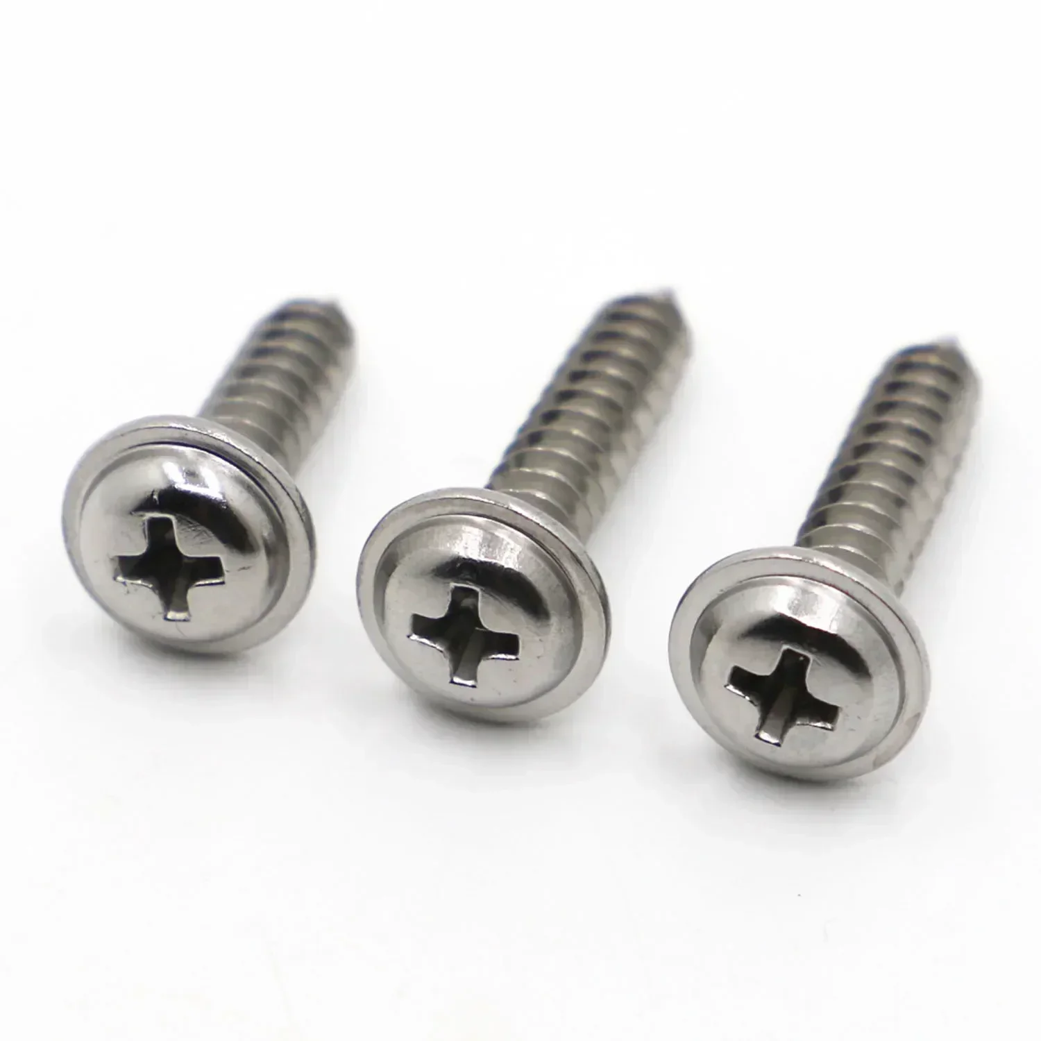 M1.4 M1.7 M2 M2.3 M2.6 M3 M4 M5 304 الفولاذ المقاوم للصدأ PWA الصليب جولة رئيس مع غسالة المسمار الذاتي التنصت 10/20-50 قطعة