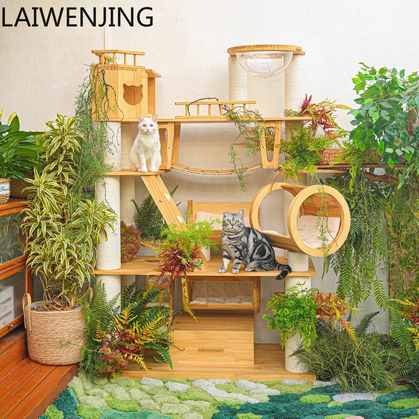 

SGF Solid Wood Large Cat Castle Climbing Frame Cat House Integrated Luxury